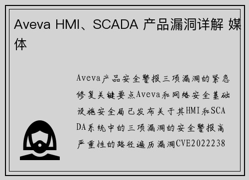Aveva HMI、SCADA 产品漏洞详解 媒体